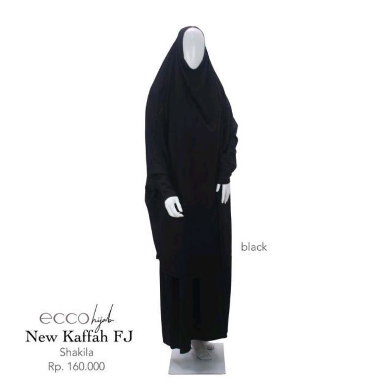 PRELOVED NEW Ecco Hijab New Kaffah FJ BLACK. Khimar sambung dengan lengan. Khimar only