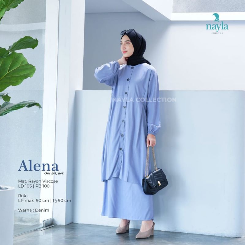 Alena One Set Rok By NAYLA COLLECTION • Setelan Rok Wanita • Atasan Tunik Rok Skirt Wanita Muslim Se