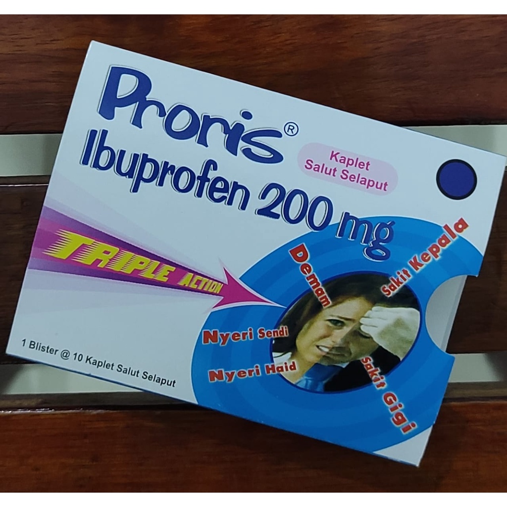 Proris 10 Kaplet / Ibuprofen 200 MG / Pereda Nyeri / Sakit Kepala / Demam / Nyeri Haid / Sakit Gigi