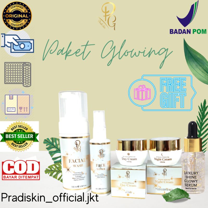 Paket Wajah Glowing Pradiskin Glow 5in1 memutihkan