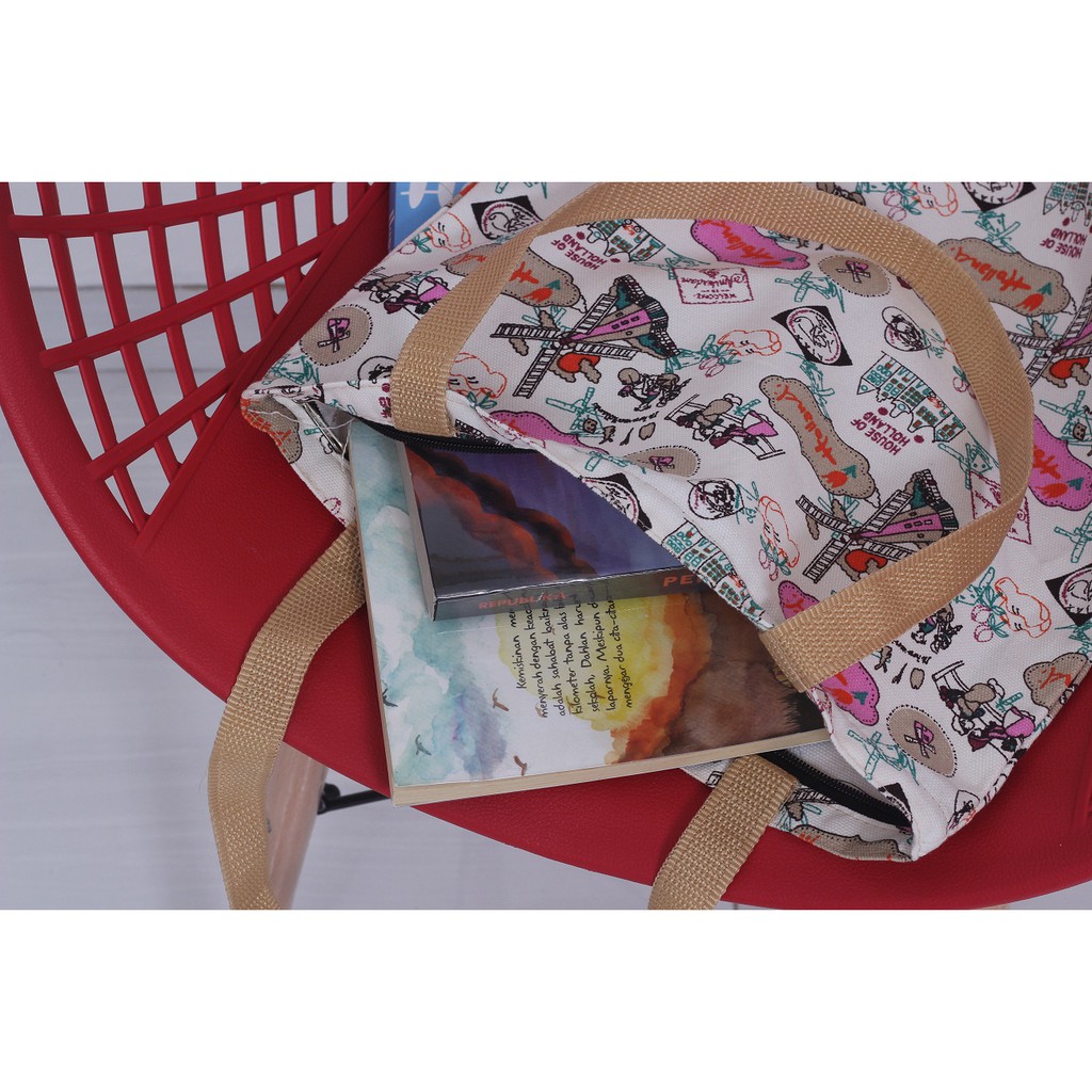 TOTE BAG WANITA TOTE BAG PRIA CANVAS MOTIF GOOD QUALITY WITH RESLETING KODE - 001