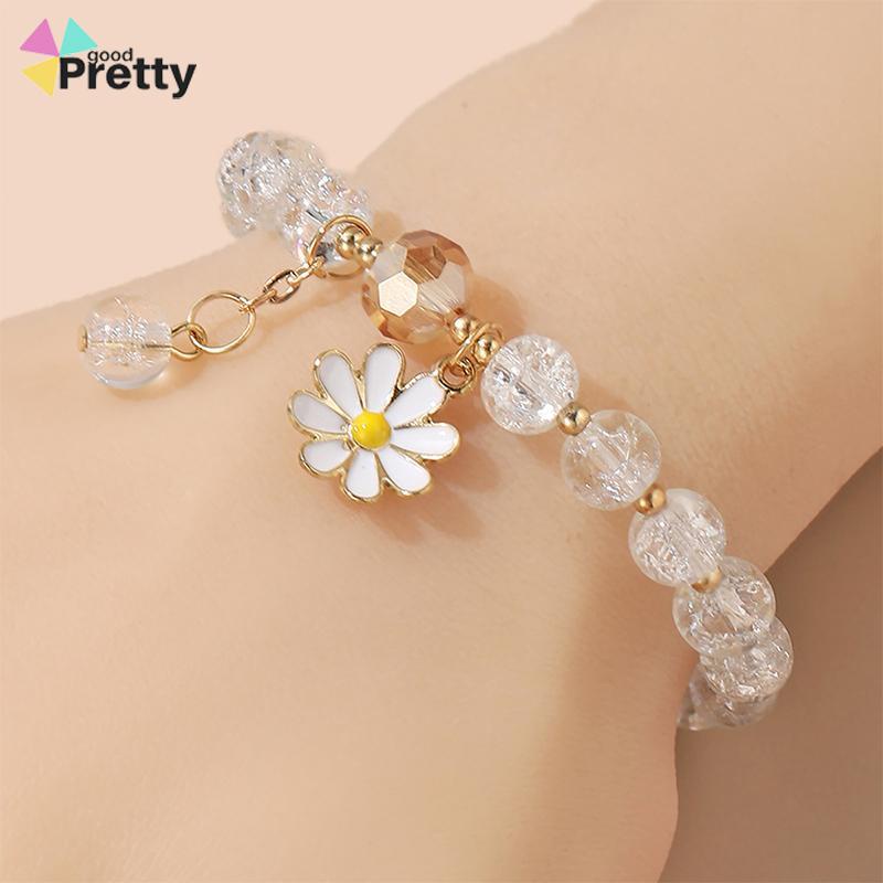 Gelang Rumbai Bunga Daisy Kristal Korea Wanita Gadis Gelang Perhiasan Aksesoris - PD