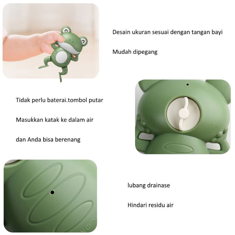 Mainan mandi anak bayi katak berenang dalam air bak mandi-2