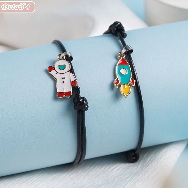 [COD] Gelang Tangan Korea Lucu Dengan Gantungan Roket dan Astronot Cute Untuk Pria Wanita Unisex Couple Gelang Tali Korea