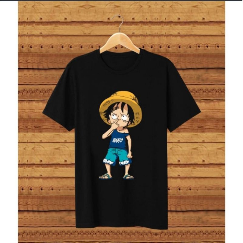 Kaos Distro Luffy Ngupil Hitam /T-Shirt Pria/Kaos Gaul