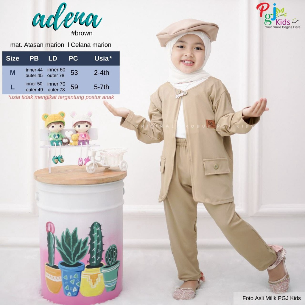 setelan anak perempuan 2-7 tahun mat lemon skin ori pgj | adena venya set-adena brown