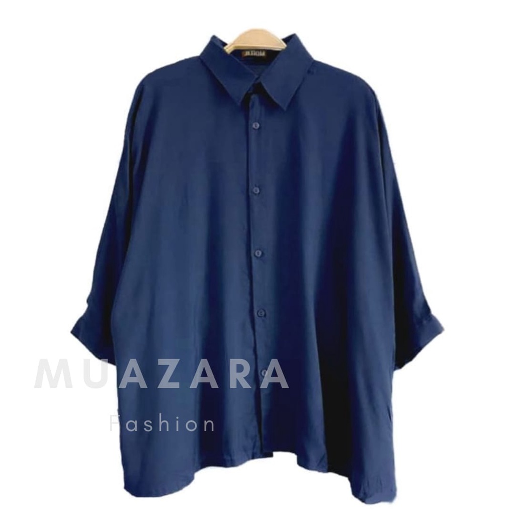 Kemeja Wanita Jumbo LD 130 XXXL / Kemeja Polos Oversize-Nevi
