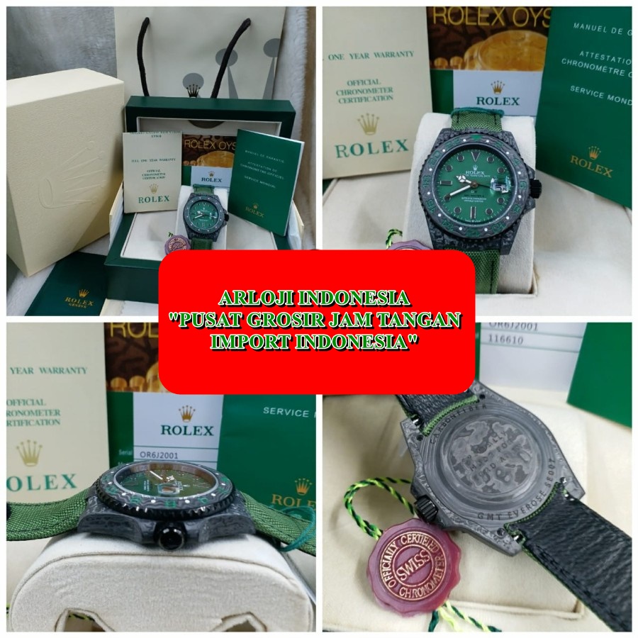 New Arrival Jam Rolex diw carbon GMT-master II "DESERT"green Swiss eta produk JH Automatic Jam Pria 