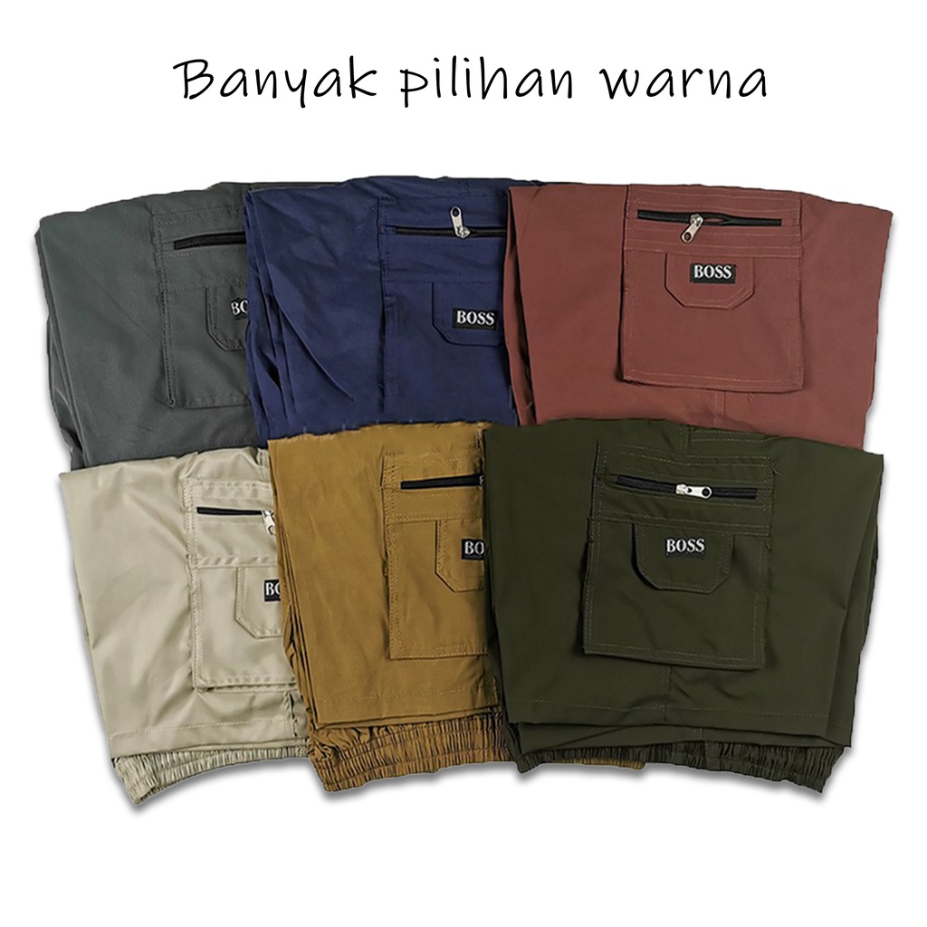 Celana Cargo Pendek Pria Polos 3/4 -CRG.BOSS-34