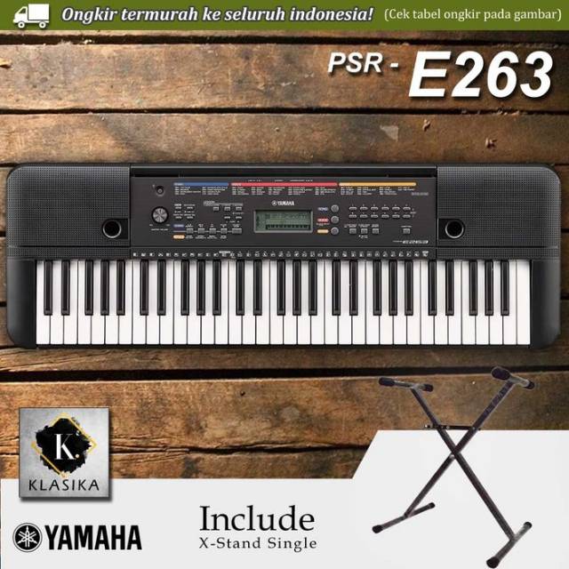 PIANO DIGITAL KEYBOARD KEY BOARD YAMAHA PSR E263 WITH STAND KAKI SINGLE/ PSRE263/ PSR-E263