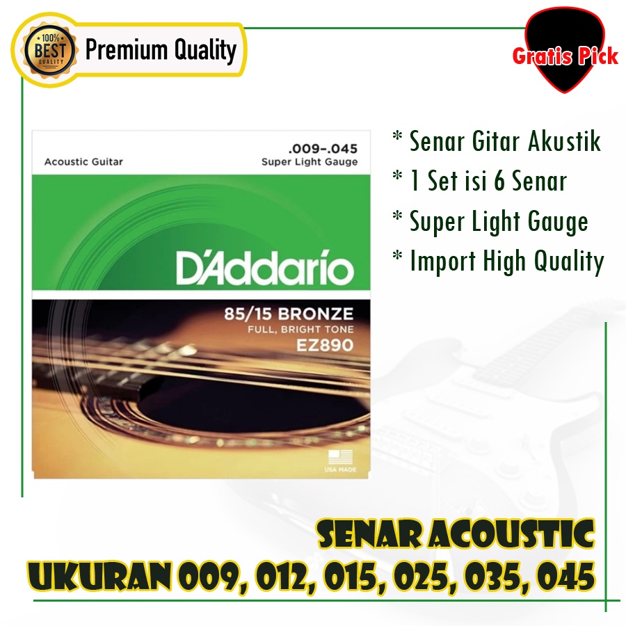 senar gitar akustik 009 guitar string acoustic daddario EZ 890