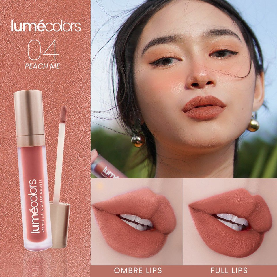 (Free Emas) Lumecolors Lipmousse 3in1 Velvet Lip Cheek Mousse Eyeshadow - Peach Me