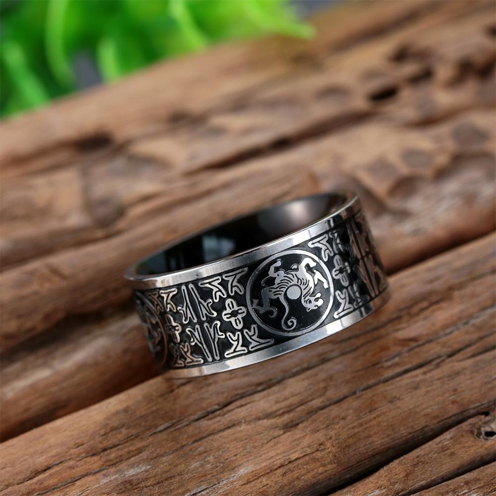 Wonder Punk Cincin Perhiasan Halloween Serigala Raksasa Totem Norse Mitologi Baja Titanium Gotik