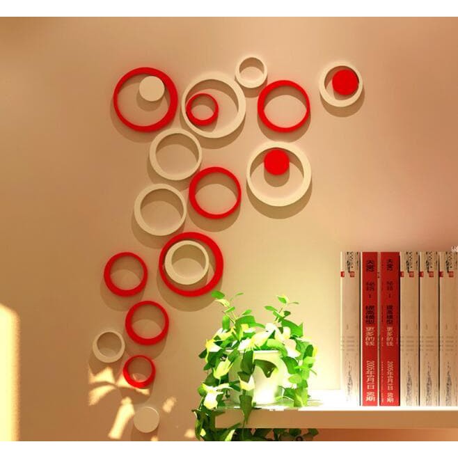 Murahbos 3d Wall Sticker Model Bulat Hiasan Dinding 3 Dimensi Bahan Kayu Ringan