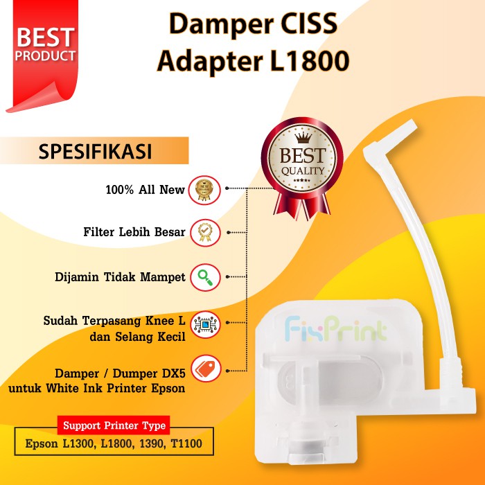 Damper Dumper CISS Adapter Printer DTF DTG Ecosolvent L1800 L1300 1390 T1100 DX5