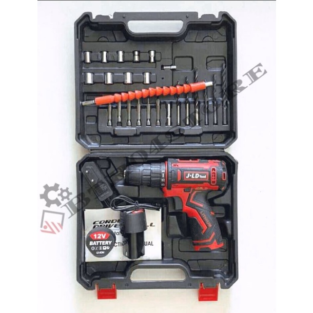 Cordless drill 12v JLD set mesin bor baterai JLD 12volt