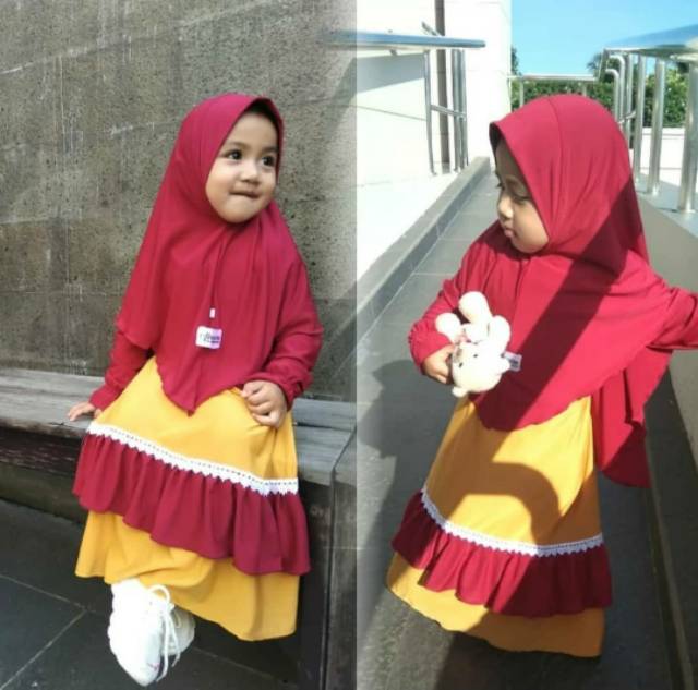 Gamis Almeera Renda / Gamis anak / Gamis bayi renda / grosir gamis set anak