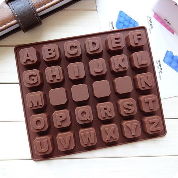 Cetakan Silikon Abjad Huruf ABCD Pudding Coklat Es Batu Jelly Puding Kue Silicone Alphabet