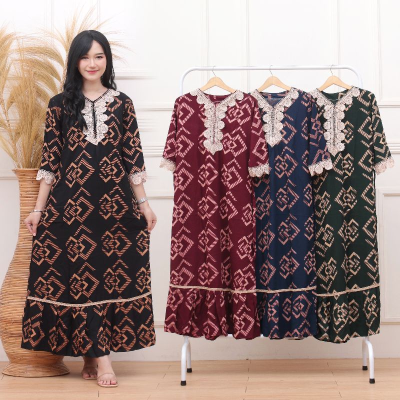 gamis DASTER ARAB SABRINA RENDA MOTIF TERBARU BUSUI RAYON TEBAL TERLARIS Longdres