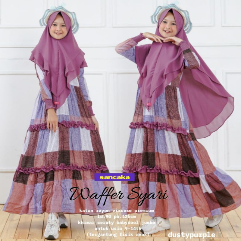 Waffer Syari gamis set anak original SANCAKA termurah