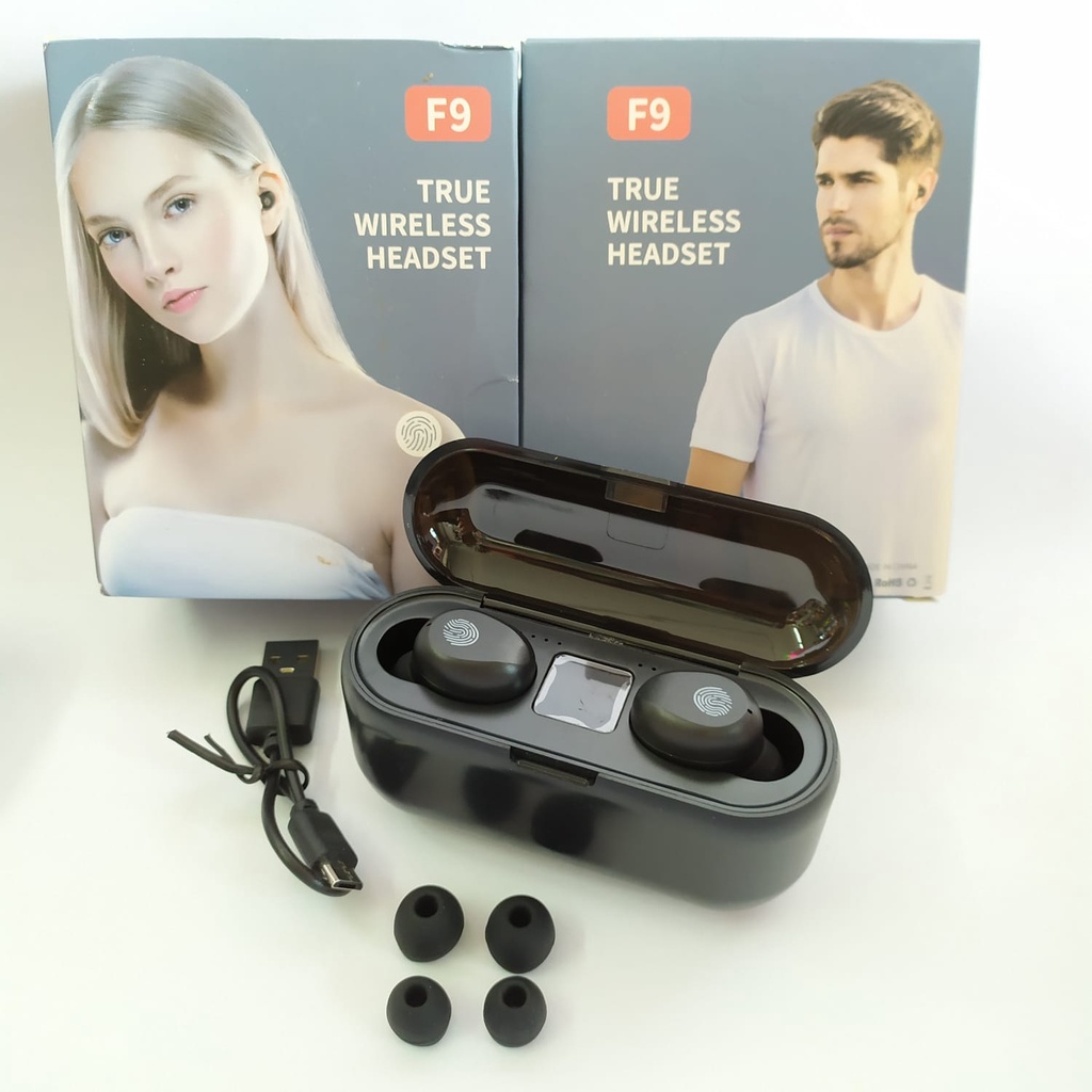 Headset Bluetooth TWS F9 Bisa PowerBank Handsfree Wireless