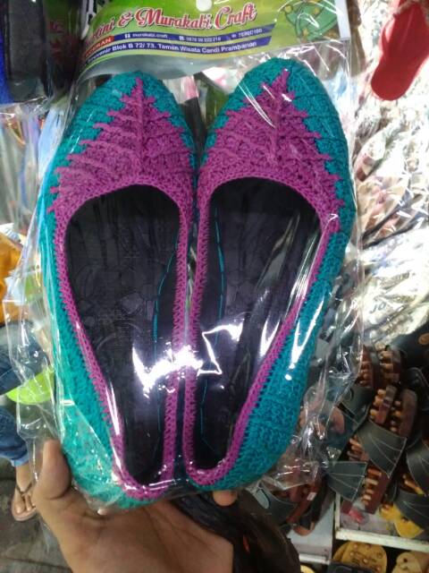 TERMURAH! Sepatu Flat Shoes Full Rajut - Souvenir Unik Khas Jogja - Fashion Wanita Modern