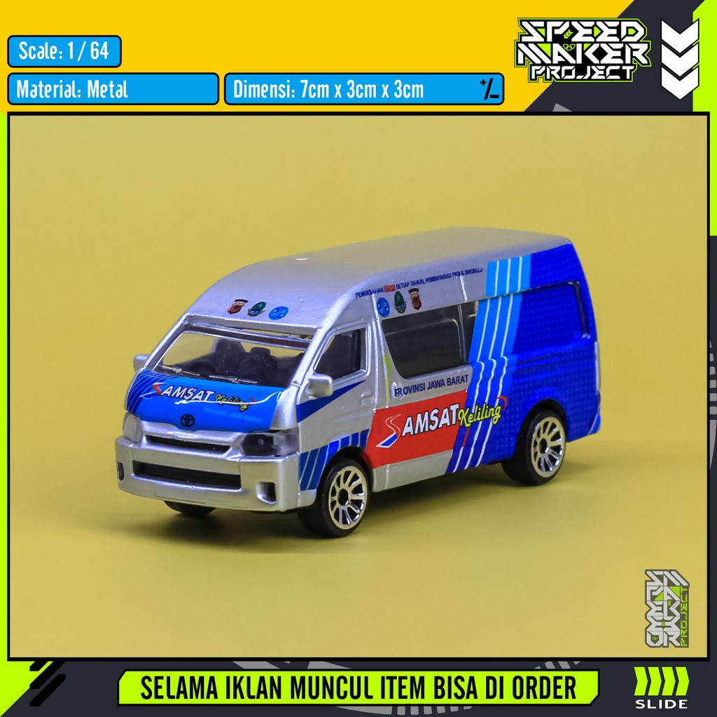 Majorette Custom Toyota Hiace SAMSAT Keliling Diecast Miniatur Replika Mobil 1/64