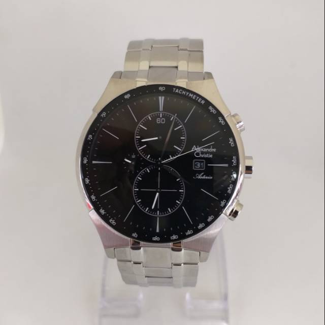 Jam Tangan Alexandre Christie AC 6467 MC silver black. Jam tangan pria