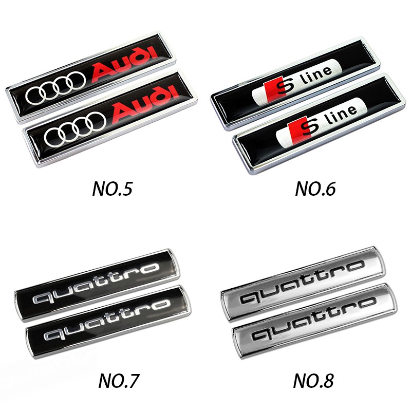 2pcs Stiker Emblem Body Samping Mobil Motif Night Knight Bahan Metal Untuk Audi Sline Quattro A3 A4 A5 A6 Tt