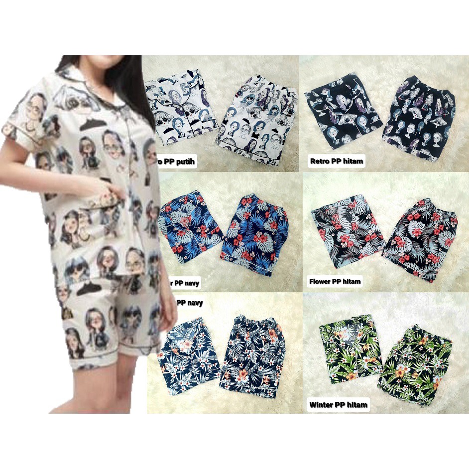 HipNop PIYAMA PP RAYON BAJU TIDUR PIYAMA WANITA VARIASI MOTIF PAJAMAS CLANA PENDEK WANITA DEWASA MIX