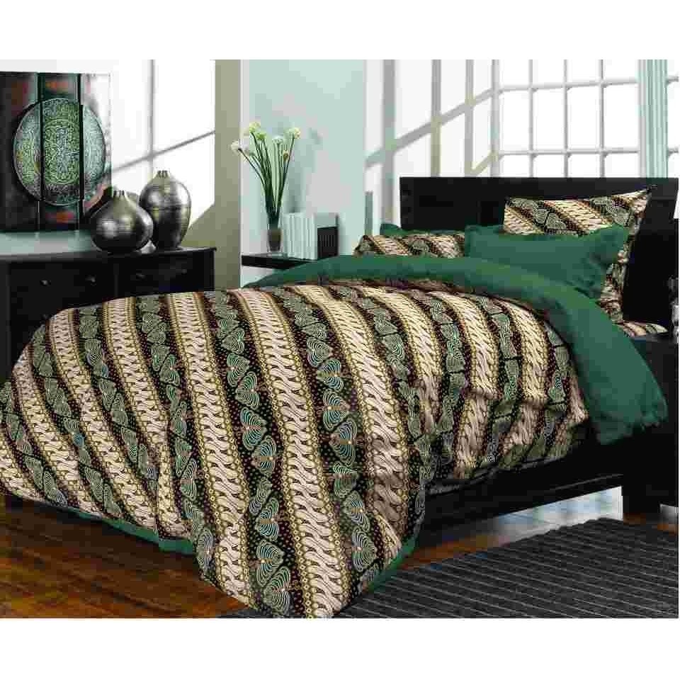 Vhepra Sprei Katun Motif Batik Hijau