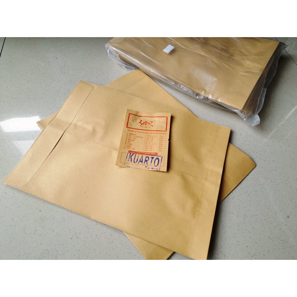 

Amplop Coklat Kuarto 21x27cm Pack 100 lbr
