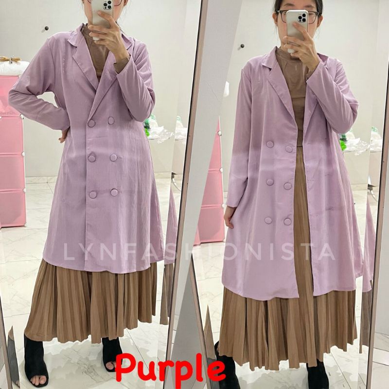 (MAX BB 80KG) LONG CARDIGAN PANJANG MUSLIM/COAT BLAZER WANITA CASUAL/MINDY