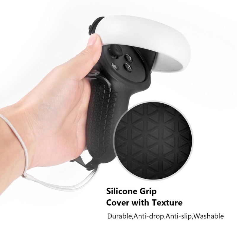 CRE  Touch Handle Controller Grip  Silicone Case -Cover For Oculus Quest 2 Anti-Throw Controller Handle Protective Sleeve Skin with Adjustable Wrist Knuckle Strap VR Accessories