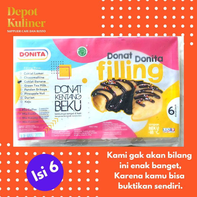 Donut Donita Donat Kentang Isi Coklat Frozen 6 Pcs