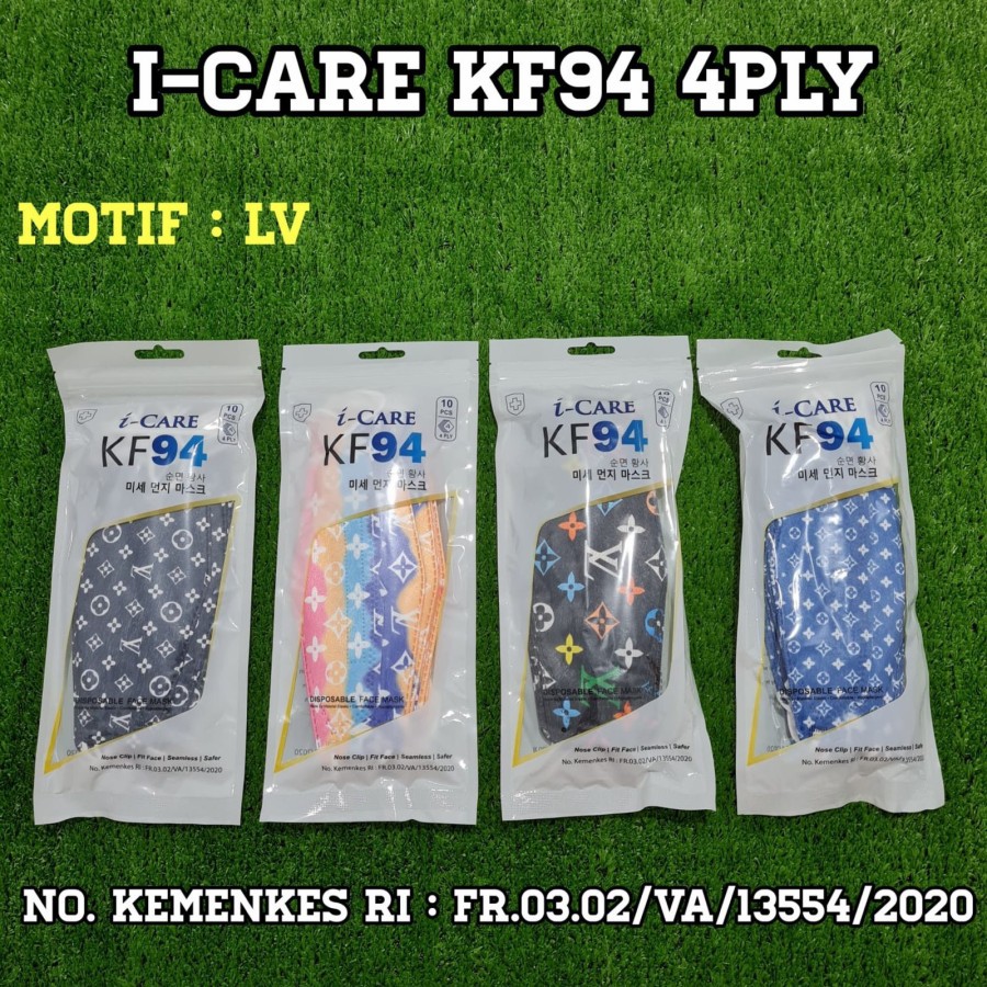 KF94 Motif Batik Dll Masker KF94 Icare 4ply Dewasa 4D Earloop isi 10pcs Kemasan Sachet - Big Plaza