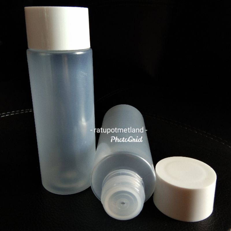 botol plastik botol frosted 100 ml klem rapat tutup putih datar