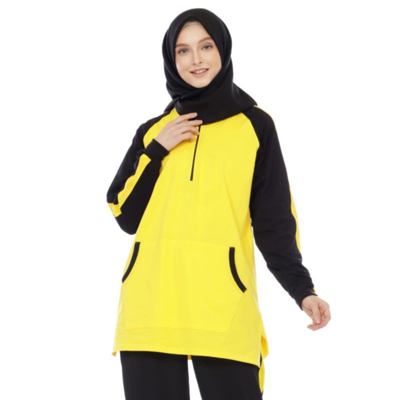 Baju Olahraga senam Wanita Model Tunik Seleting Trendy