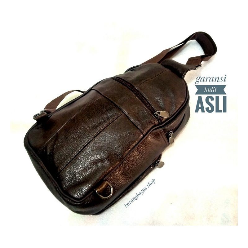 Tas Selempang selendang pria wanita  kulit asli tanpa merk / polos