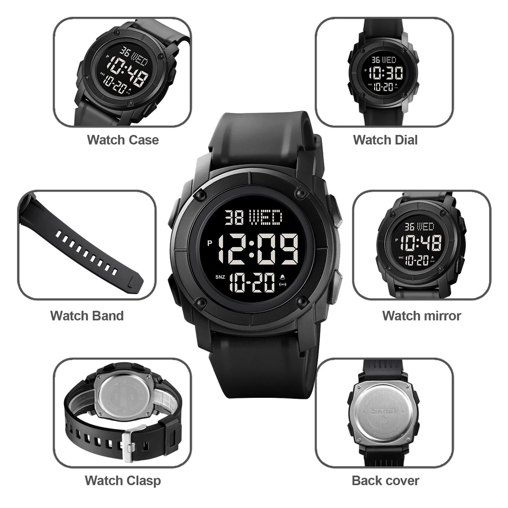 SKMEI 1853 Jam Tangan Pria Digital Chronograph Sport Watch Anti Air Tali Rubber WATCHKITE WKOS