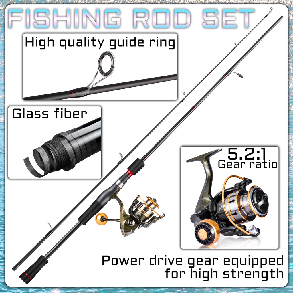 Reel Pancing Max Drag 15kg Metal/EVA Ball Grip Reel 1.8M Dan ML Power Spinning Fishing Rod Set