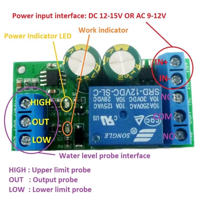 Water Level Sensor Switch AC/DC 12V Water Supply Controller LC25A01