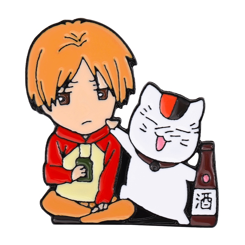 Bros Pin Desain Natsume and The Cat Untuk Aksesoris Pakaian