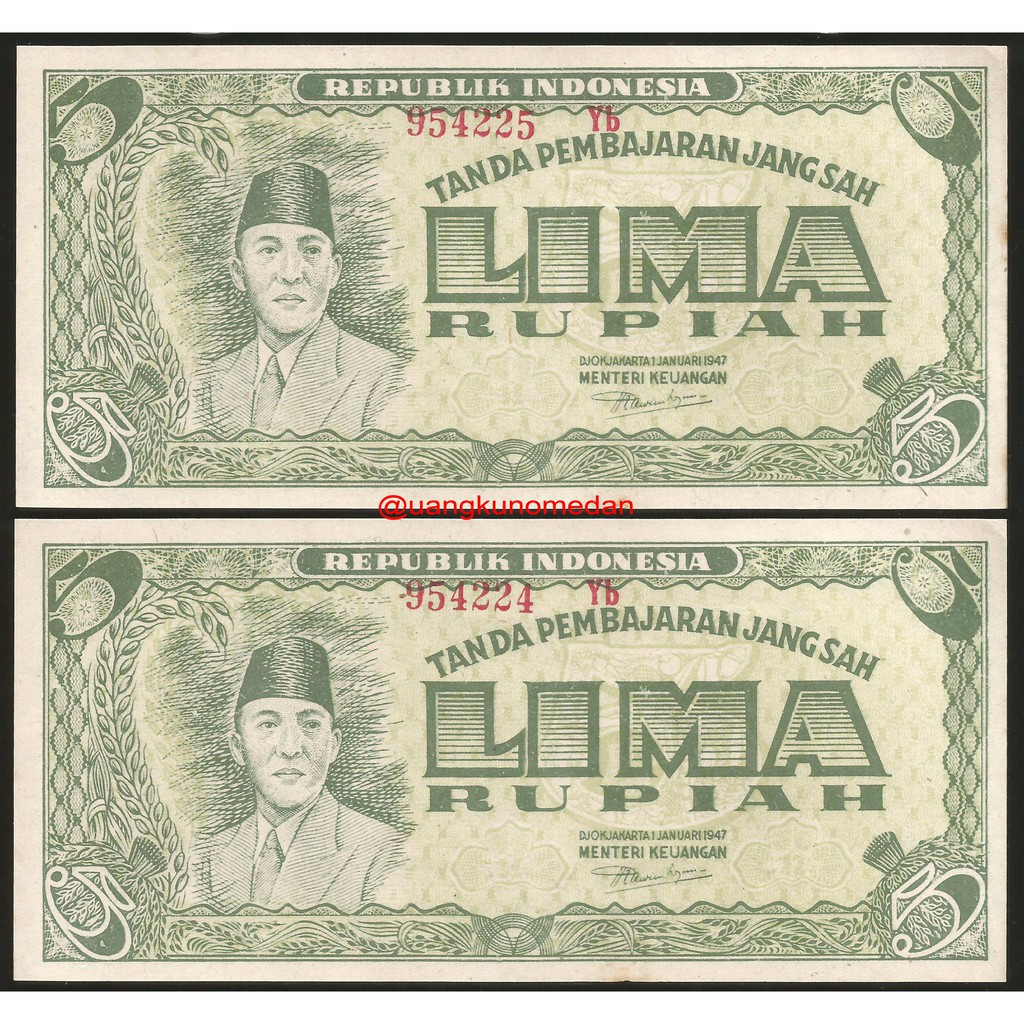 Uang ORI 5 Rupiah Soekarno