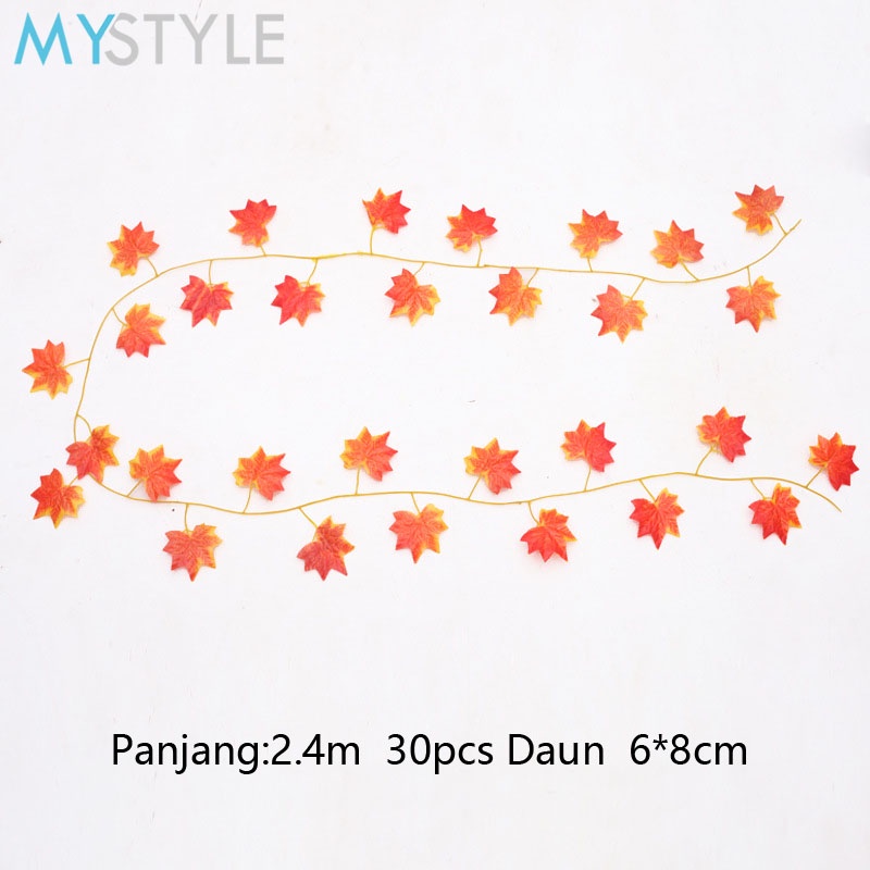 HAPPY TIME DAUN JUNTAI MAPLE (1 PACK=12 PCS)/ (1 PACK = 3 PCS) BUNGA PALSU PLASTIK MURAH ARTIFICIAL DEKORASI HIAS