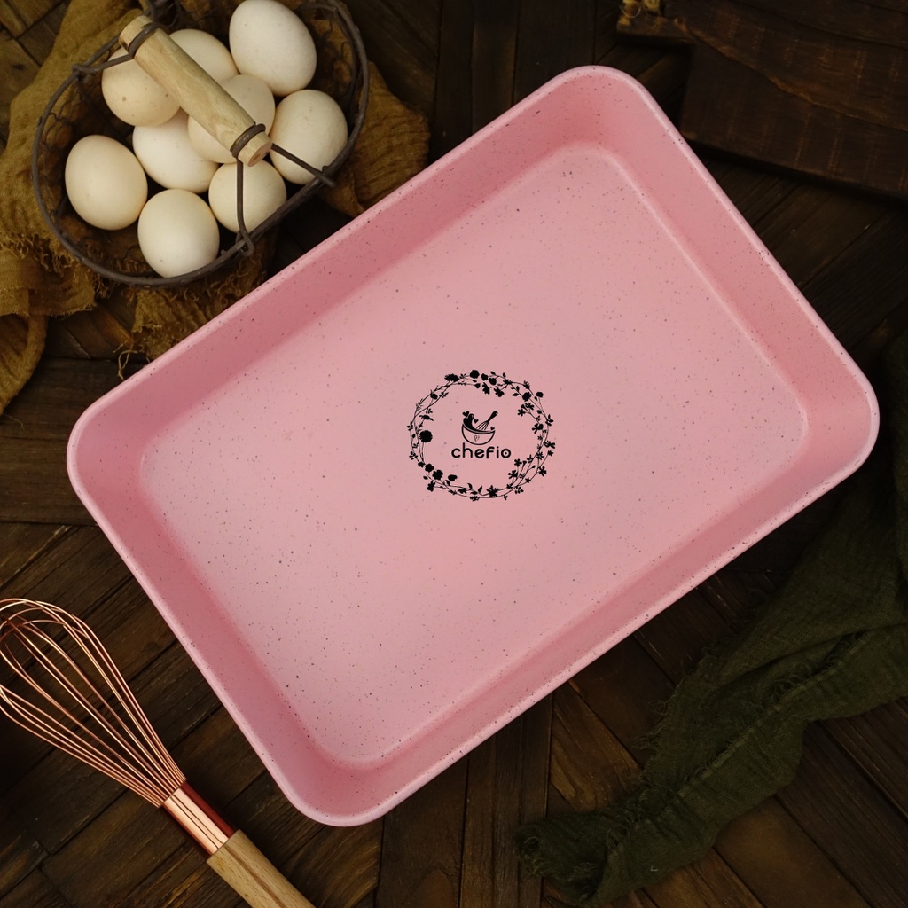 Chefio Loyang Persegi Panjang PINK Baking Tray Loyang Kue Kering