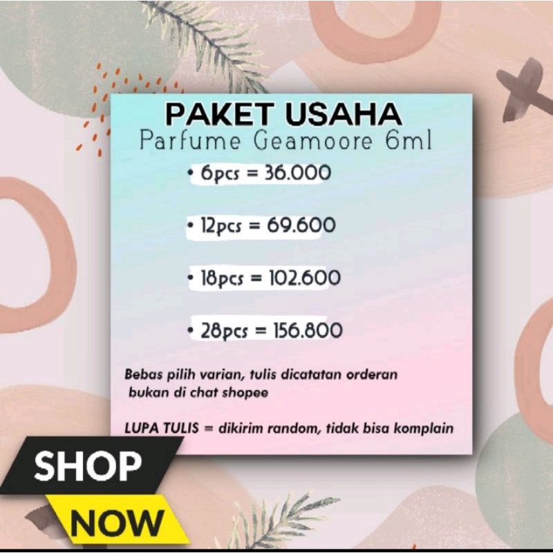 Paket Usaha Parfum Geamoore 6ml/Paket Reseller Geamoore Parfume/Paket Bisnis/Minyak Wangi Viral