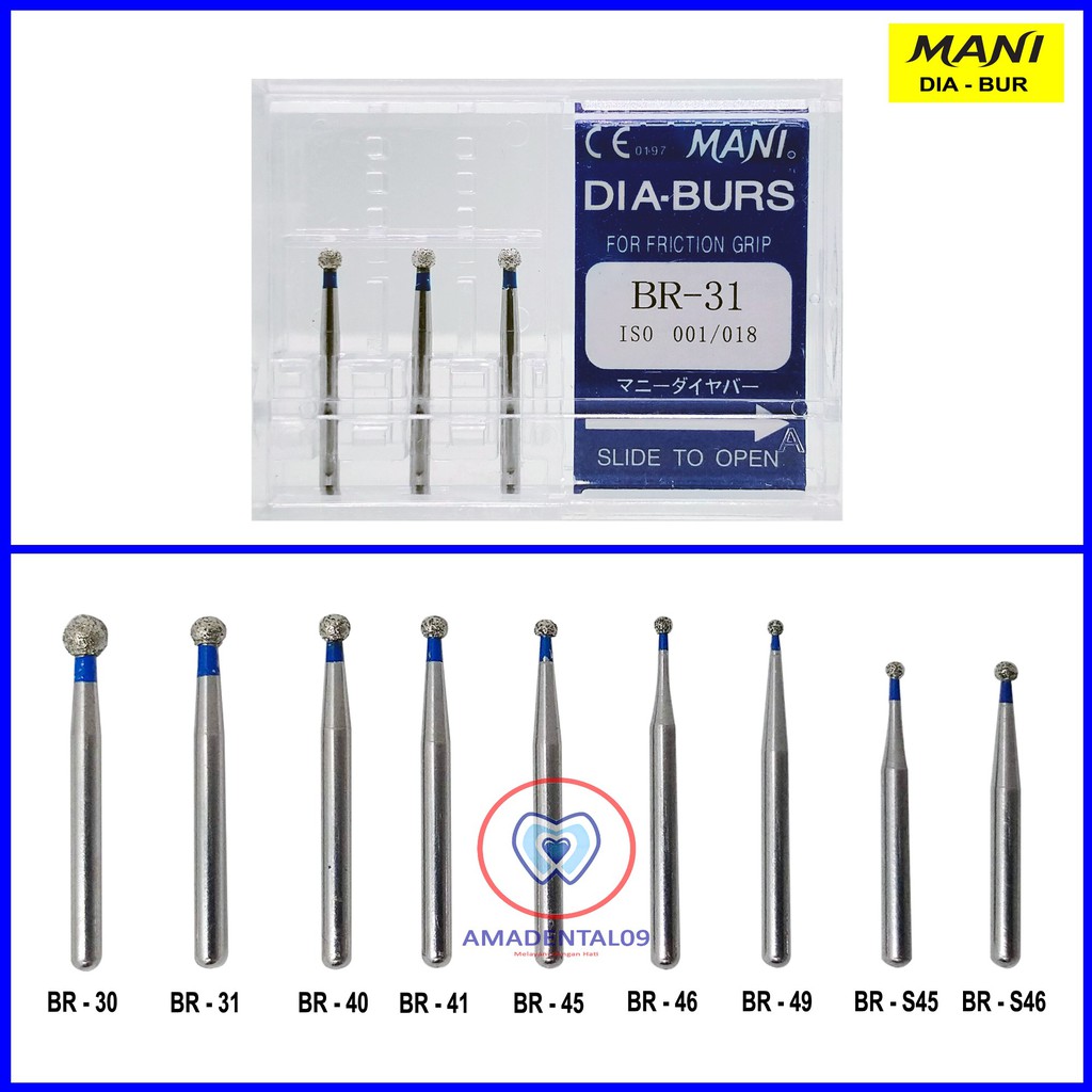 Dental Bur round diamond Highspeed Preparasi Gigi