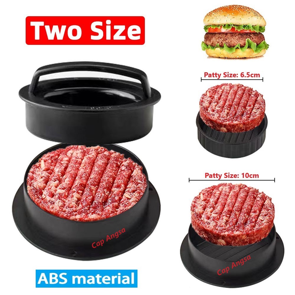 ALAT CETAK DAGING HAMBURGER CETAKAN BURGER PRESS ROUND BEEF PATTY MAKER BBQ MOLD BUNDAR 2 SIZE