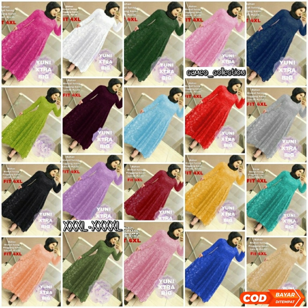 ( COD ) MAXI YUNI GAMIS BRUKAT GLITTER GAMIS JUMBO GAMIS MAYUNG SERAGAM UNDANGAN PERNIKAHAN BRIDESMA